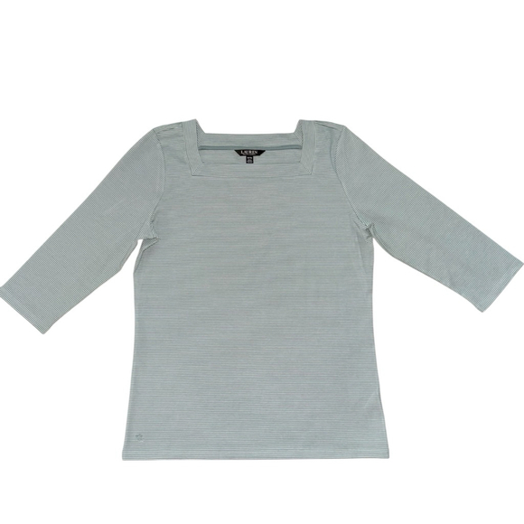 Ralph Lauren Black Label Square Neck 1X green striped 3/4 Sleeve - Picture 1 of 6